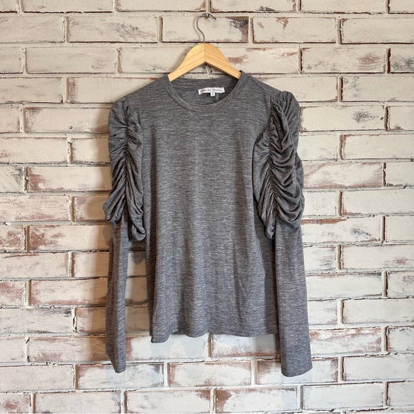 English Factory Tops - English Factory heather gray puff long sleeve top size small